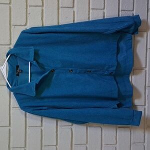 Blue Button Down Courdaroy Style Blouse. Size 1X NWOT